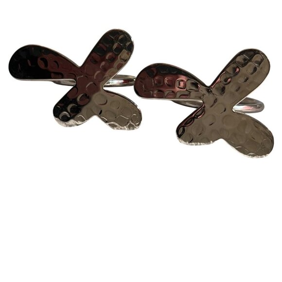 Neiman Marcus Hammered Silver Butterfly Napkin Rings Set Of 2 - Picture 3 of 6